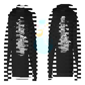 Astronaut Playing Mandolin Country Music Bluegrass Long Sleeve T-Shirt - Monsterry