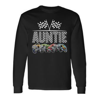 Auntie Retro Monster Truck Family Birthday Matching Long Sleeve T-Shirt - Thegiftio UK