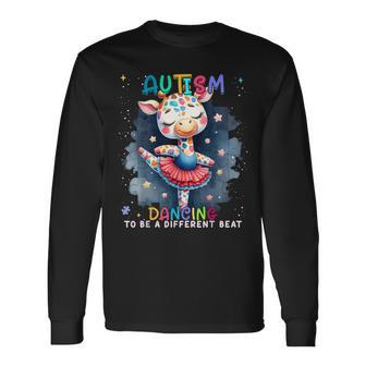 Autism Awareness Cute Unicorn Dancing To A Different Beat Long Sleeve T-Shirt - Thegiftio UK