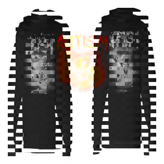 Autistic Meme Skeleton Fire Autism Awareness Vintage Long Sleeve T-Shirt - Monsterry