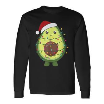 Avocado Weihnachten Essen Mit Lichterketten Lustige Avocados Langarmshirts - Geschenkecke
