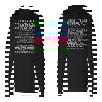 Back To School Slang Goated Mad Rizz Bussin No Cap Bruh Long Sleeve T-Shirt | Seseable CA