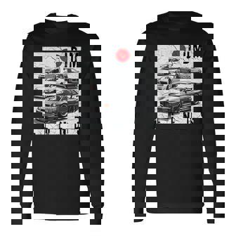 Backprint Distress Jdm Legends Race Cars Japanese Flag Long Sleeve T-Shirt | Seseable CA