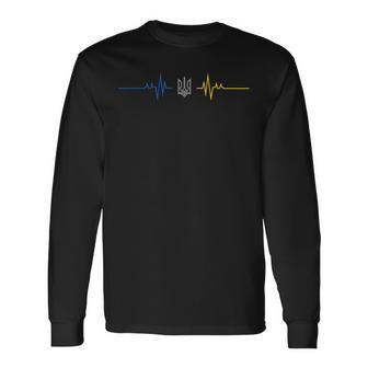 Bandera De Ucrania Tridente Ucraniano Estoy Con Ucrania Camiseta de manga larga - Regaloses