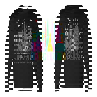 Barcelona City Landscape Attractions Architecture Spain Long Sleeve T-Shirt | Mazezy