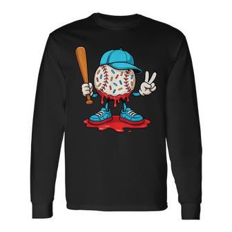 Baseball Drip For Boys Ice Cream Drip Baseball Sport Lover Long Sleeve T-Shirt | Seseable FR