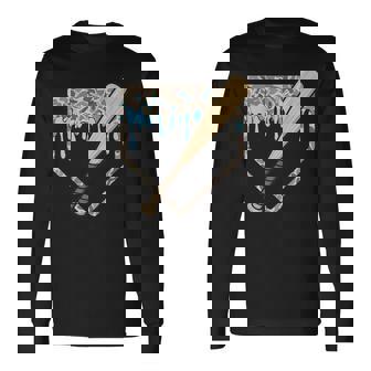 Baseball Drip Camo Baseball Home Plate Bat Boys Sports Long Sleeve T-Shirt - Monsterry