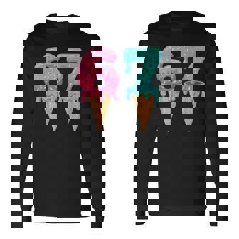 Baseball Drip Ice Cream 67 Baseball Lifestyle 101 Long Sleeve T-Shirt - Monsterry