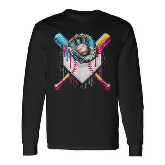 Baseball Drip Ice Cream Sprinkless Plate Glove Long Sleeve T-Shirt - Thegiftio UK