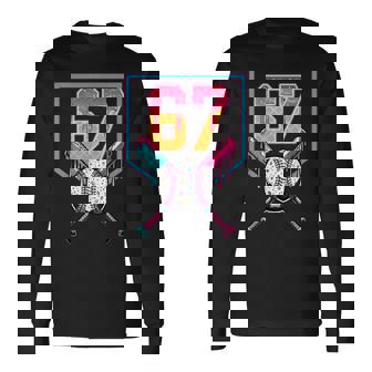 Baseball Ice Cream Drip Number 67 Player 67Th Birthday Men Long Sleeve T-Shirt - Monsterry