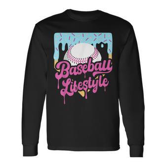 Baseball Lifestyle Home Plate Ice Cream Drip Boys Youth Long Sleeve T-Shirt - Thegiftio UK