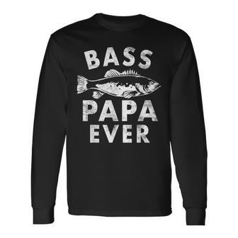 Bass Papa Ever Fishing Papa Father's Day Long Sleeve T-Shirt - Thegiftio UK