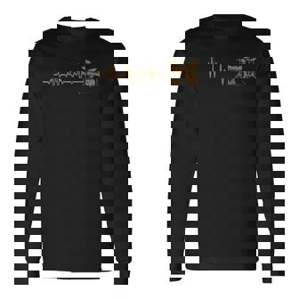 Batería En Línea Ekg Heartbeat Drummer Camiseta de manga larga - Regaloses