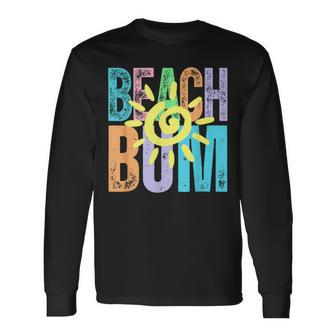 Beach Bum Distressed Summer Vacation Beach Life Sun Long Sleeve T-Shirt | Seseable UK
