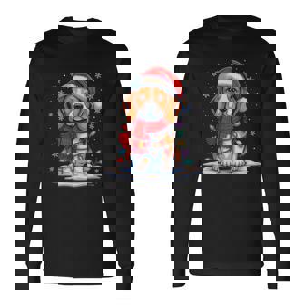 Beagle De Noël Mignon Lumineux Festive Réveillon Nouvel An T-shirt à manches longues - Cadeauxyz