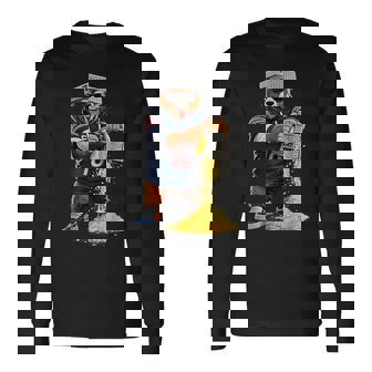 Bear With Cheese Grater Hat And Sunglasses Long Sleeve T-Shirt - Monsterry