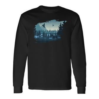 Beautiful Mountain Nature Trees And Forest Long Sleeve T-Shirt - Thegiftio UK