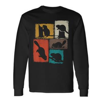 Beaver Vintage Collage Dam Builder Long Sleeve T-Shirt - Thegiftio UK