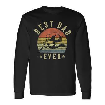 Best Dad Ever Retro Fist Bump Vintage Dad Long Sleeve T-Shirt - Thegiftio UK