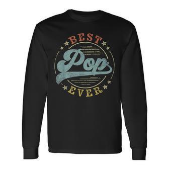 Best Pop Ever Father's Day Pop Vintage Emblem Long Sleeve T-Shirt - Thegiftio UK