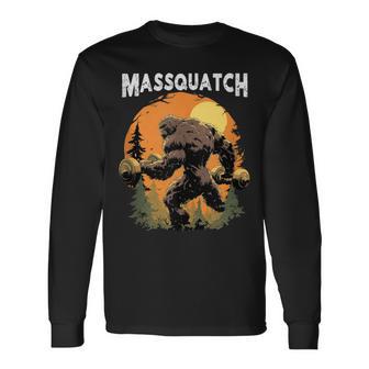 Bigfoot Massquatch Sasquatch Workout Gym Weightlifter Long Sleeve T-Shirt - Thegiftio UK