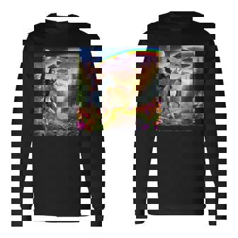 Bigfoot Riding Unicorn Bigfoot Unicorn Selfie Ufo Long Sleeve T-Shirt | Mazezy