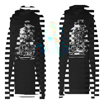 Biker Sea Turtle Riding Motorbike Long Sleeve T-Shirt | Mazezy