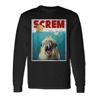 Birb Screm Meme Yellow Cockatiel Bird Owner Jowls Paws Long Sleeve T-Shirt - Thegiftio UK
