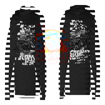 Birthday Monster Truck 2 Year Old Boys 2Nd Party Born 2024 Long Sleeve T-Shirt - Monsterry