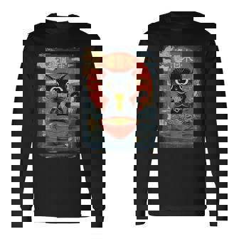 Black Cat Eating Ramen Vintage Long Sleeve T-Shirt | Mazezy