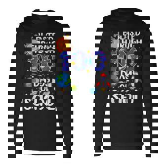 I Blasted Through 100 Days Of School Space 100 Days Smarter Long Sleeve T-Shirt - Monsterry