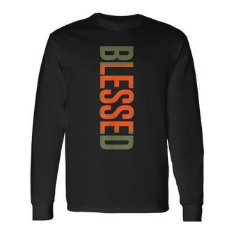 Blessed Olive Army Solar Orange Color Match God Blessed Long Sleeve T-Shirt - Thegiftio UK