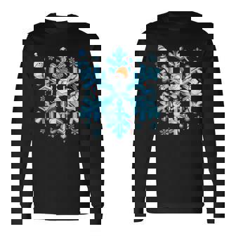 Blue Snowflakes And Snowman Christmas Family Matching Xmas Long Sleeve T-Shirt - Monsterry
