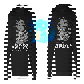Bobalotl Axolotl Boba Tea Long Sleeve T-Shirt - Monsterry