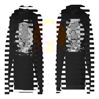 Bol De Ramen Japonais Mignon Avec Rhinocéros Mangeant Des Ramen T-shirt à manches longues - Cadeauxyz