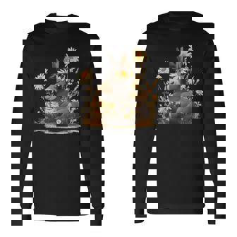 Bonito Burro De Dibujos Animados Con Disfraz De Flor De Diente De León Camiseta de manga larga - Regaloses