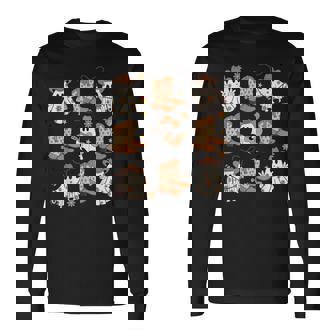 Boohaw Ghost Halloween Cowboy Boots Cowgirl Costume Long Sleeve T-Shirt | Seseable UK