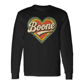 Boone Retro Vintage Heart Love Typography Long Sleeve T-Shirt - Monsterry