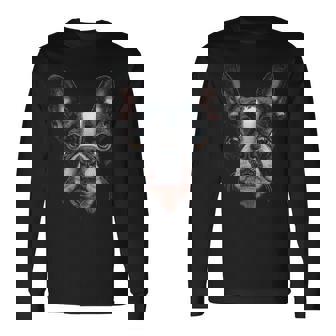 Boston Terrier Dog Graphic Pet Illustration Boston Terrier Long Sleeve T-Shirt | Mazezy