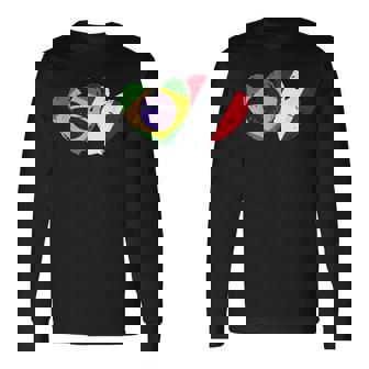 Brasil Perú Corazones Bandera Brasileña Peruana Amistad Camiseta de manga larga - Regaloses