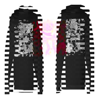 Breast Cancer Pink Ribbon Ghost Halloween Pumpkin Coquette Long Sleeve T-Shirt - Thegiftio