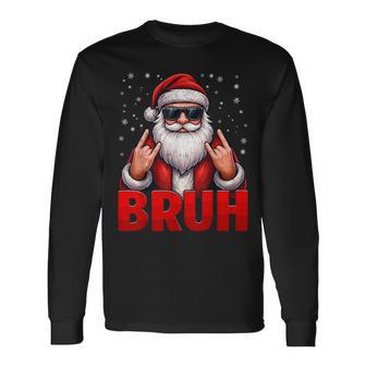 Bruh Santa Rock On Snowflake Christmas Xmas Boys Long Sleeve T-Shirt - Thegiftio UK