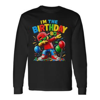 Builder Gamer Building Blocks Bruh Birthday Brick Long Sleeve T-Shirt - Thegiftio UK