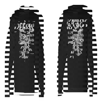 Bulldogs Coquette Aesthetic Girly Team Mascot Lace Bow Long Sleeve T-Shirt | Seseable UK