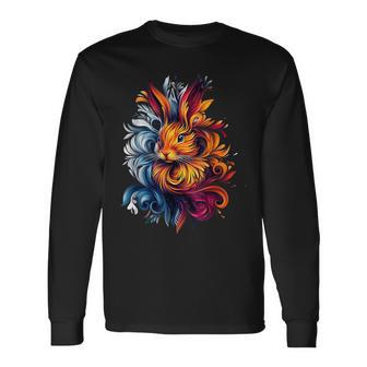 Bunny Wildlife Rabbit Nature Colorful Bunny Long Sleeve T-Shirt - Monsterry