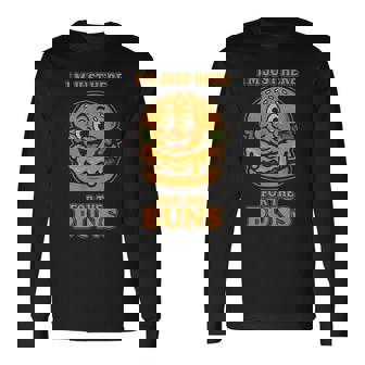 Burger Buddies 「I'm Just Here For The Buns」バーガー 長袖Tシャツ - Kawaiitshirt