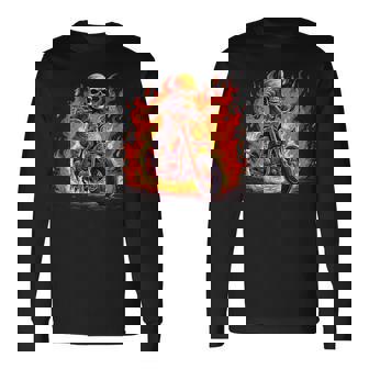 Calavera Flames Con Motocicleta Para Niños Y Niñas Camiseta de manga larga - Regaloses