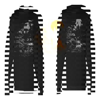 Camping Bear Drinking Beer Hiking Nature Grizzly Bear Long Sleeve T-Shirt | Mazezy