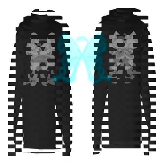 Cáncer De Ovario De Regalo De Mariposa De Cintaerde Azulado Camiseta de manga larga - Regaloses