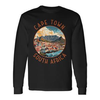 Cape Town South Africa Retro Distressed Circle Travel Long Sleeve T-Shirt - Thegiftio